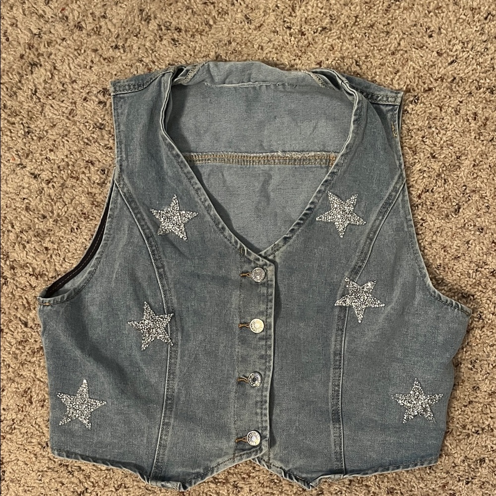 Embellished Denim Vest
